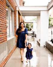 Load image into Gallery viewer, Puff Sleeve Tiered Chambray Dress
