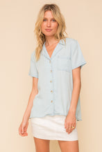Load image into Gallery viewer, Chambray Button Up Blouse
