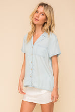 Load image into Gallery viewer, Chambray Button Up Blouse
