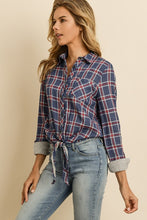 Load image into Gallery viewer, Check Tie-Front Contrast Shirt
