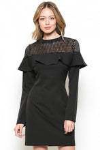 Load image into Gallery viewer, Black Longsleeve Mesh Contrast Dress
