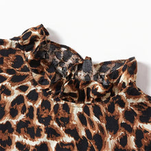 Load image into Gallery viewer, Leopard Ruffle Collar Dress
