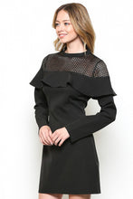 Load image into Gallery viewer, Black Longsleeve Mesh Contrast Dress
