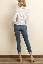 Load image into Gallery viewer, Chalk Stripe Tie Front Shirt
