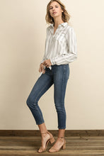 Load image into Gallery viewer, Chalk Stripe Tie Front Shirt
