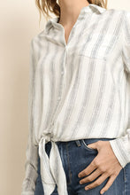 Load image into Gallery viewer, Chalk Stripe Tie Front Shirt

