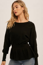 Load image into Gallery viewer, Cutout Dolman Peplum Sweater
