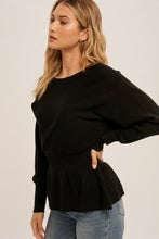 Load image into Gallery viewer, Cutout Dolman Peplum Sweater
