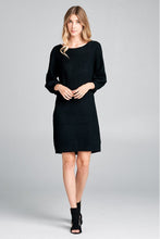 Load image into Gallery viewer, Black Ribbed Knit Comfy Dress
