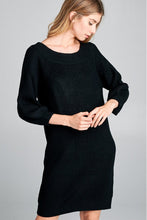Load image into Gallery viewer, Black Ribbed Knit Comfy Dress
