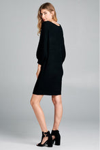 Load image into Gallery viewer, Black Ribbed Knit Comfy Dress
