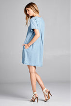 Load image into Gallery viewer, Chambray V-neck Dress
