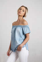 Load image into Gallery viewer, Chambray Off Shoulder Blouse
