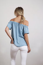 Load image into Gallery viewer, Chambray Off Shoulder Blouse
