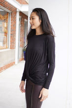Load image into Gallery viewer, Black Crewneck Bottom Knot Blouse
