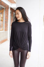 Load image into Gallery viewer, Black Crewneck Bottom Knot Blouse
