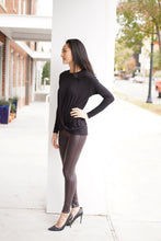 Load image into Gallery viewer, Black Crewneck Bottom Knot Blouse
