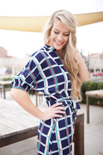 Load image into Gallery viewer, Abeline Plaid Midi Dress with Tie
