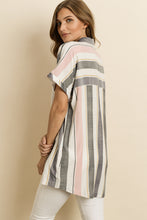 Load image into Gallery viewer, Barcode Striped Boyfriend Pocket Shirt

