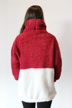 Load image into Gallery viewer, Crimson &amp; Cream Sherpa Pullover
