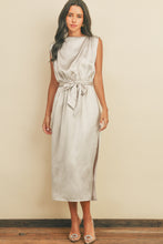 Load image into Gallery viewer, Draped Satin Slit Dress
