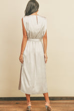 Load image into Gallery viewer, Draped Satin Slit Dress
