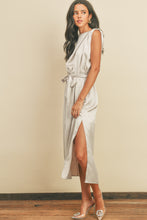 Load image into Gallery viewer, Draped Satin Slit Dress
