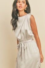 Load image into Gallery viewer, Draped Satin Slit Dress
