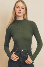 Load image into Gallery viewer, Green All Day Long Mock Neck Sweater
