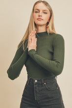 Load image into Gallery viewer, Green All Day Long Mock Neck Sweater
