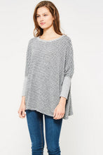 Load image into Gallery viewer, Black/Grey Striped Blush Pullover
