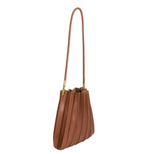 Load image into Gallery viewer, Carrie Medium Pleated Shoulder Bag in Saddle
