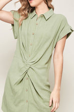 Load image into Gallery viewer, Button Up Knotted Linen Dress
