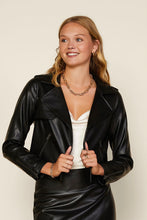 Load image into Gallery viewer, Black Leather Moto Jacket
