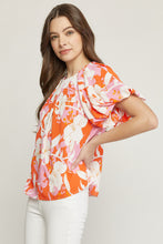 Load image into Gallery viewer, Floral Bubble Sleeve Pleated Blouse
