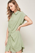 Load image into Gallery viewer, Button Up Knotted Linen Dress
