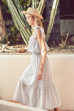 Load image into Gallery viewer, Shoulder Tie Eyelet Midi Dress
