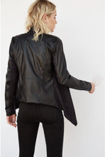 Load image into Gallery viewer, Faux Leather Front Drape Jacket
