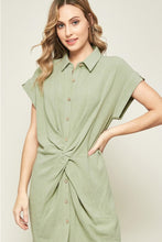Load image into Gallery viewer, Button Up Knotted Linen Dress
