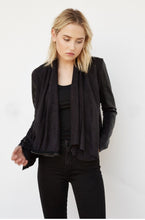 Load image into Gallery viewer, Faux Leather Front Drape Jacket
