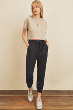 Load image into Gallery viewer, Black Classic Chambray Drawstring Joggers
