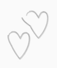 Load image into Gallery viewer, Ansley Silver Heart Hoop Earrings
