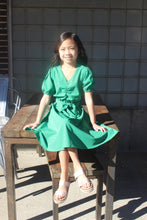 Load image into Gallery viewer, Little Girls Puff Sleeve Dress with Tie
