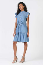 Load image into Gallery viewer, Flutter Sleeve Button Chambray Dress

