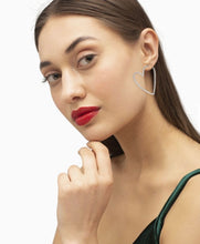 Load image into Gallery viewer, Ansley Silver Heart Hoop Earrings
