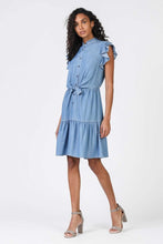 Load image into Gallery viewer, Flutter Sleeve Button Chambray Dress
