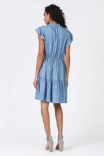 Load image into Gallery viewer, Flutter Sleeve Button Chambray Dress
