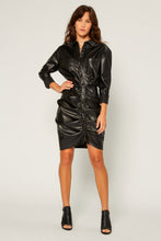 Load image into Gallery viewer, Faux Leather Ruch Detail Dress
