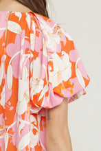 Load image into Gallery viewer, Floral Bubble Sleeve Pleated Blouse
