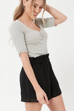 Load image into Gallery viewer, Black Gathered Waist Shorts
